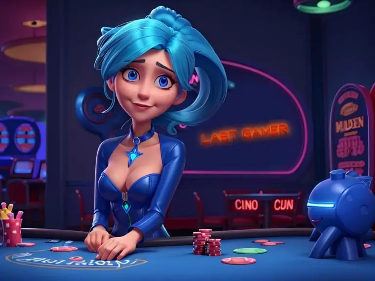 Девушка стример играет в казино